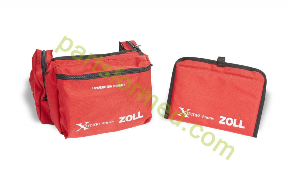 8000-0593-01 ZOLL Xtreme Pack™ I Tragetasche, weiche Tasche mit erweiterten Rück- und Seitentaschen (rot) für Defibrillator der ZOLL M-Serie
